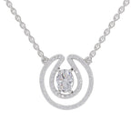 1.03 Carat Oval Halo Diamond Necklace 14K - White Gold