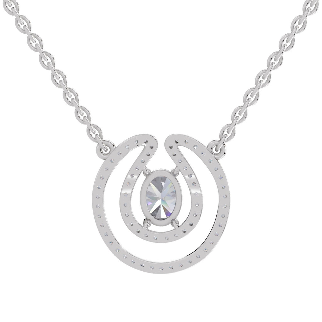1.03 Carat Oval Halo Diamond Necklace 14K - White Gold
