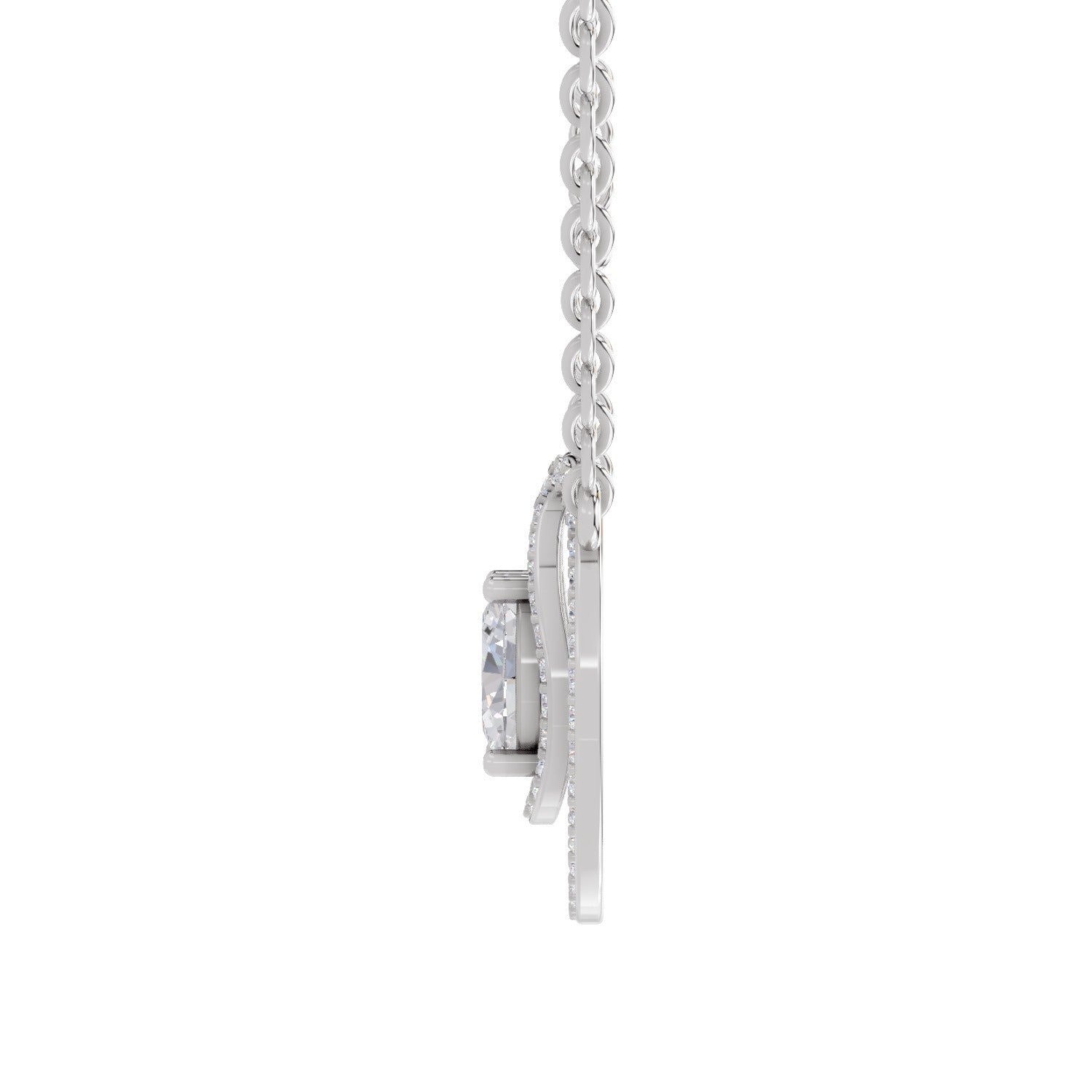 1.03 Carat Oval Halo Diamond Necklace 14K - White Gold