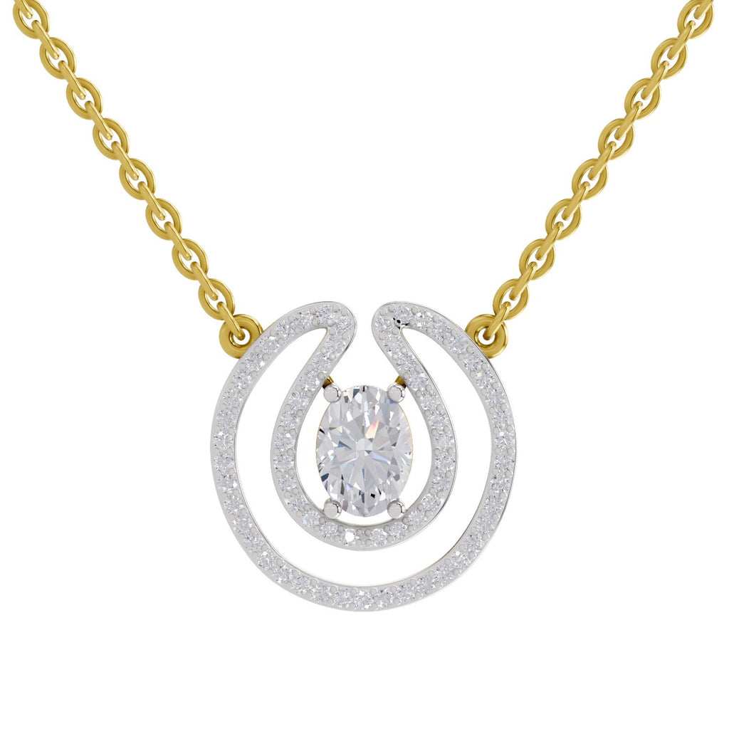 1.03 Carat Oval Halo Diamond Necklace 14K