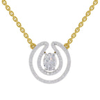 1.03 Carat Oval Halo Diamond Necklace 14K