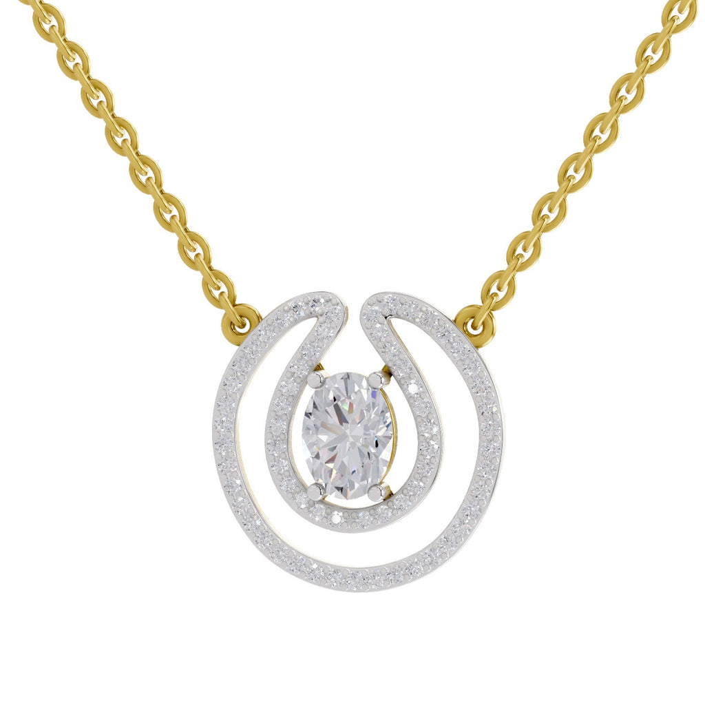 1.03 Carat Oval Halo Diamond Necklace 14K