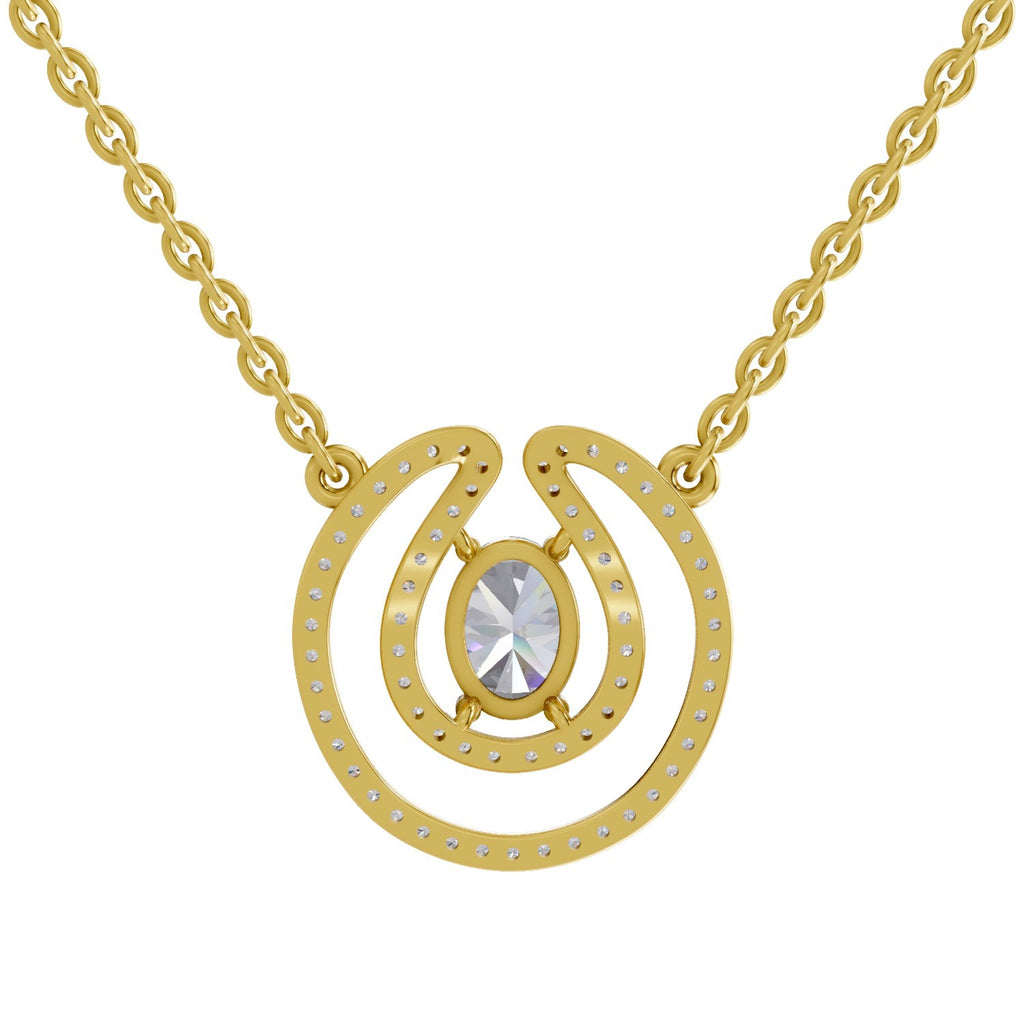 1.03 Carat Oval Halo Diamond Necklace 14K