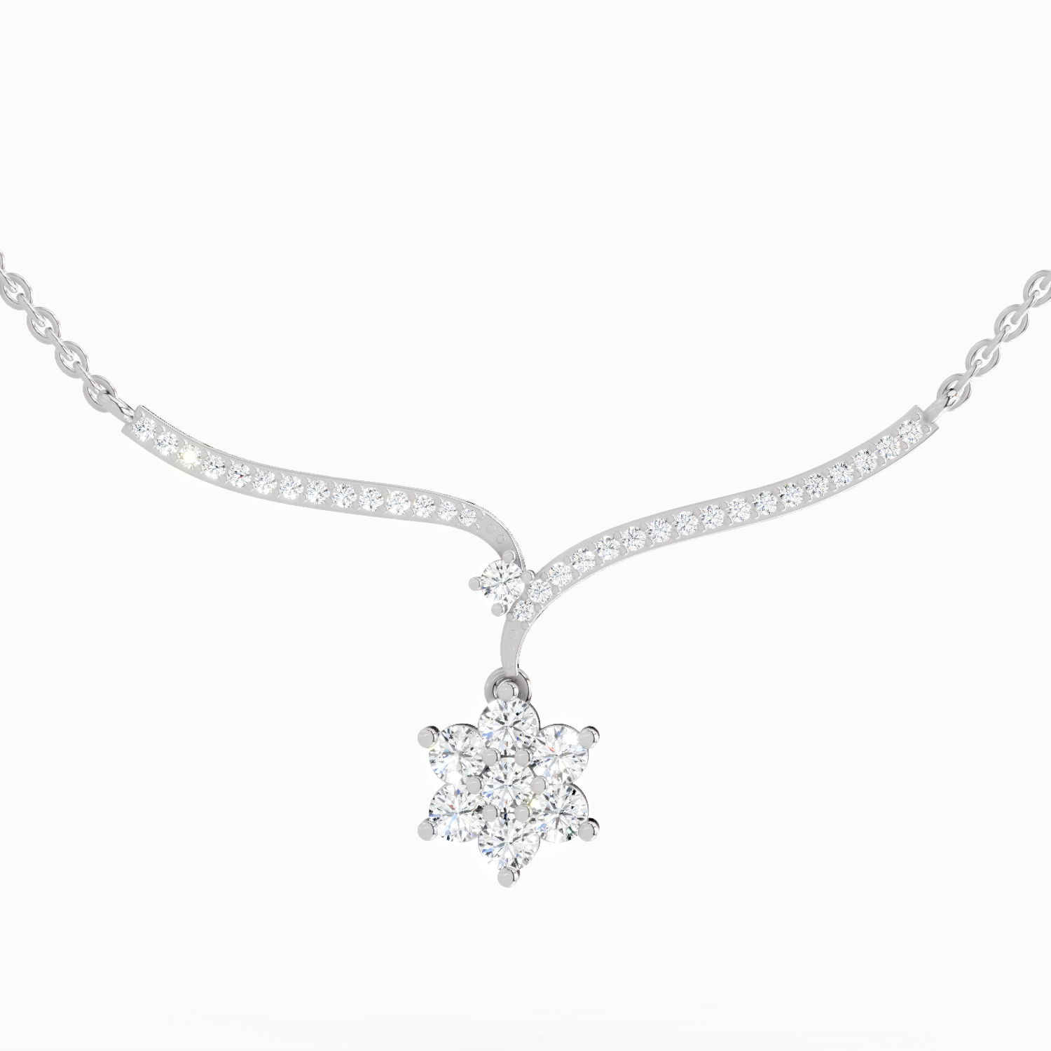 1.15 Carat Star Lit Pendant Necklace 14K - White Gold