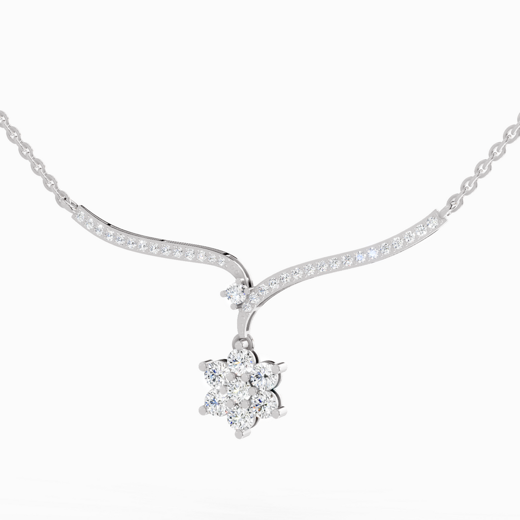 1.15 Carat Star Lit Pendant Necklace 14K - White Gold