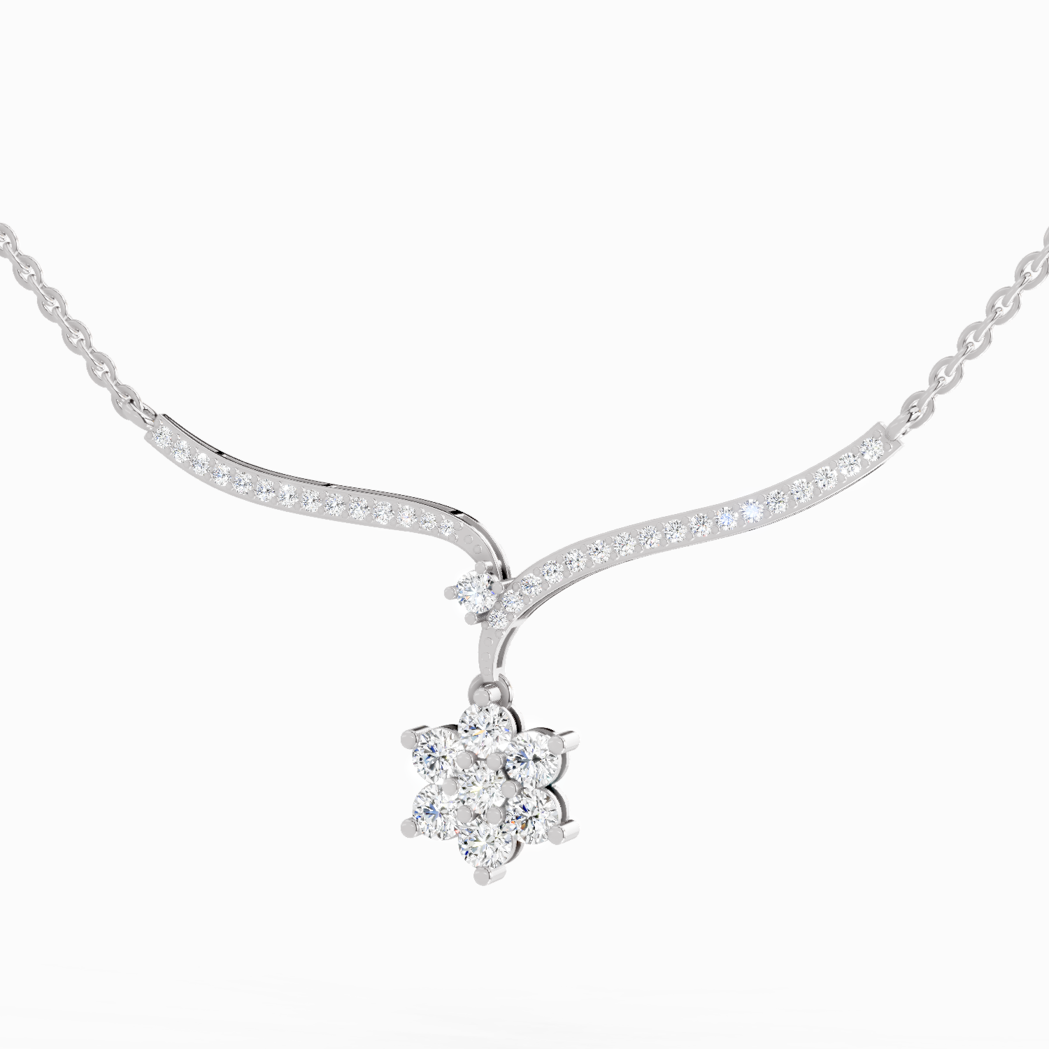 1.15 Carat Star Lit Pendant Necklace 14K - White Gold