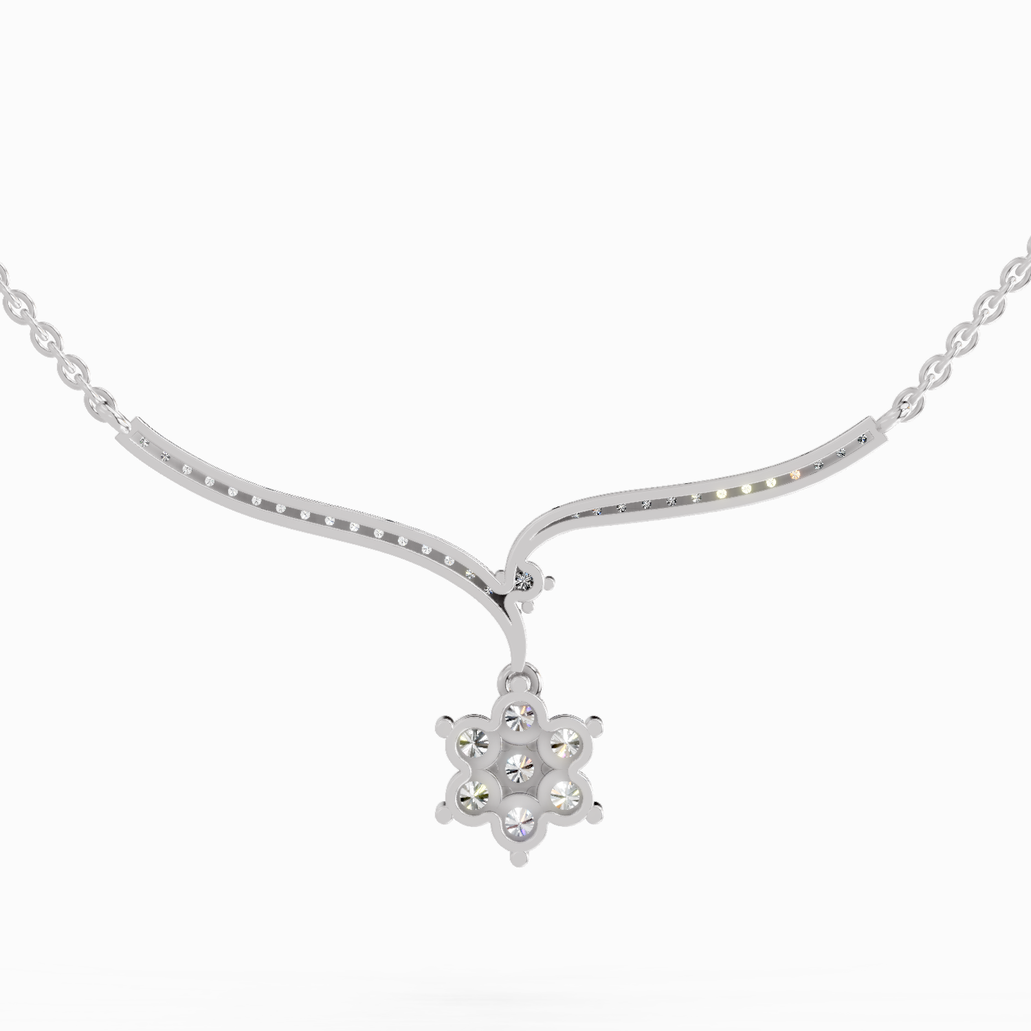 1.15 Carat Star Lit Pendant Necklace 14K - White Gold