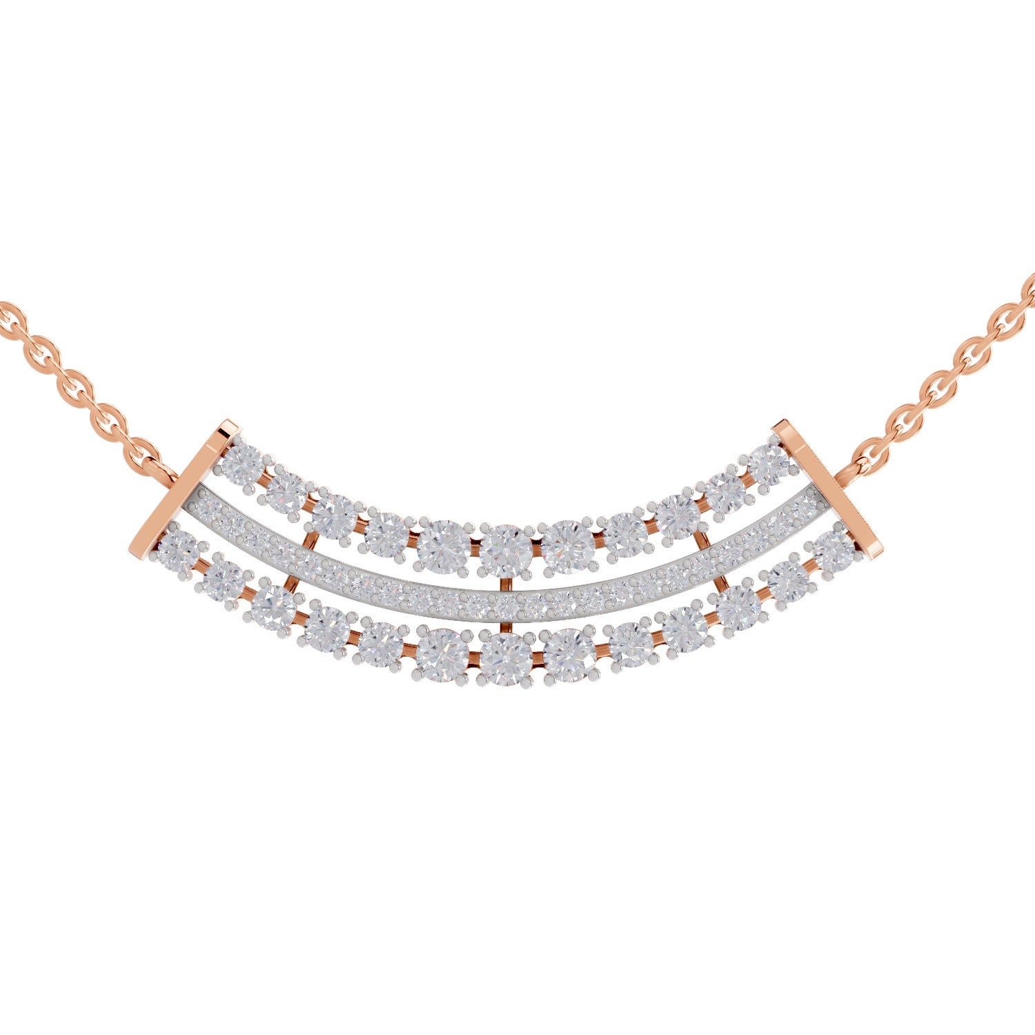 1.24 Carat Cluster Diamond Necklace 14K - Rose Gold