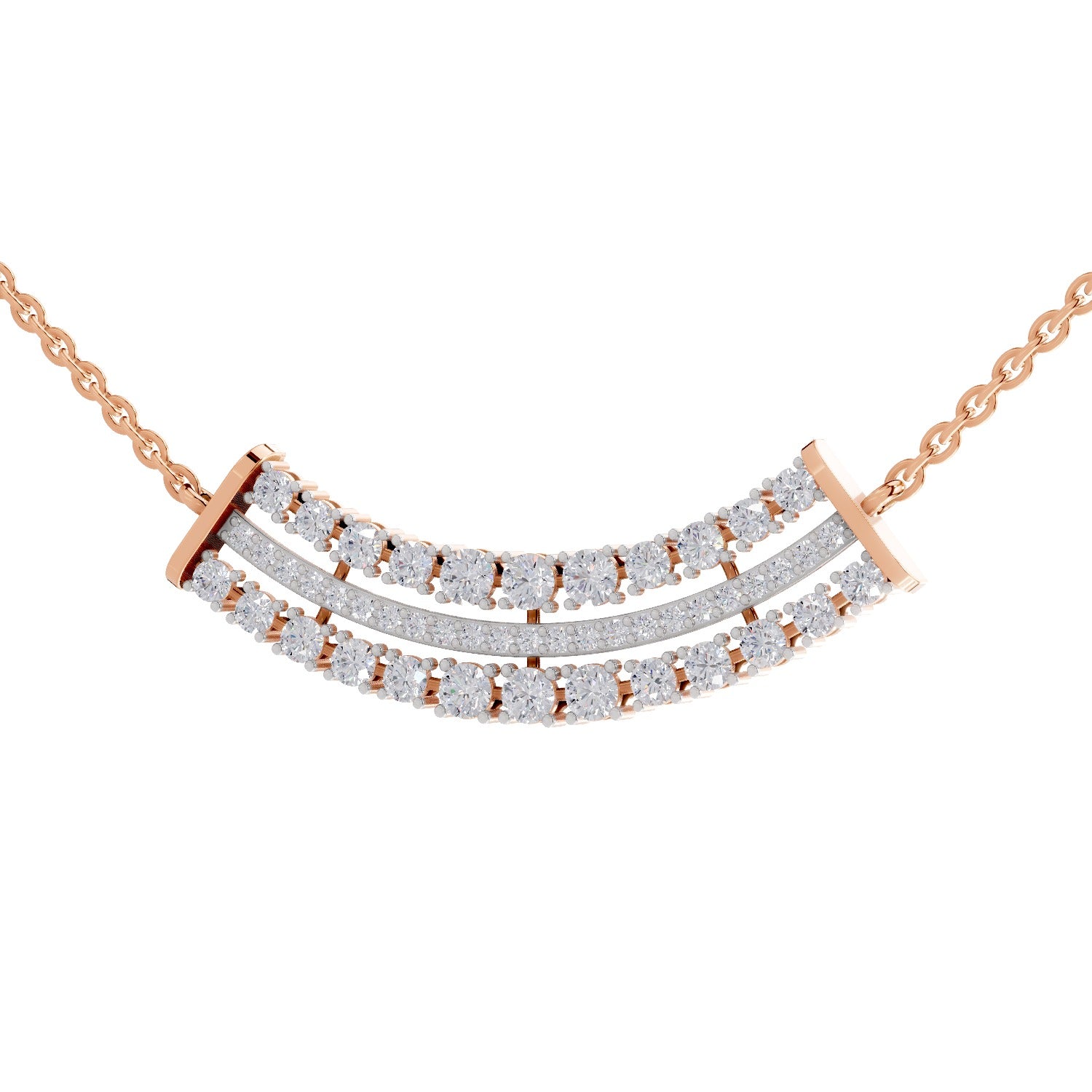 1.24 Carat Cluster Diamond Necklace 14K - Rose Gold