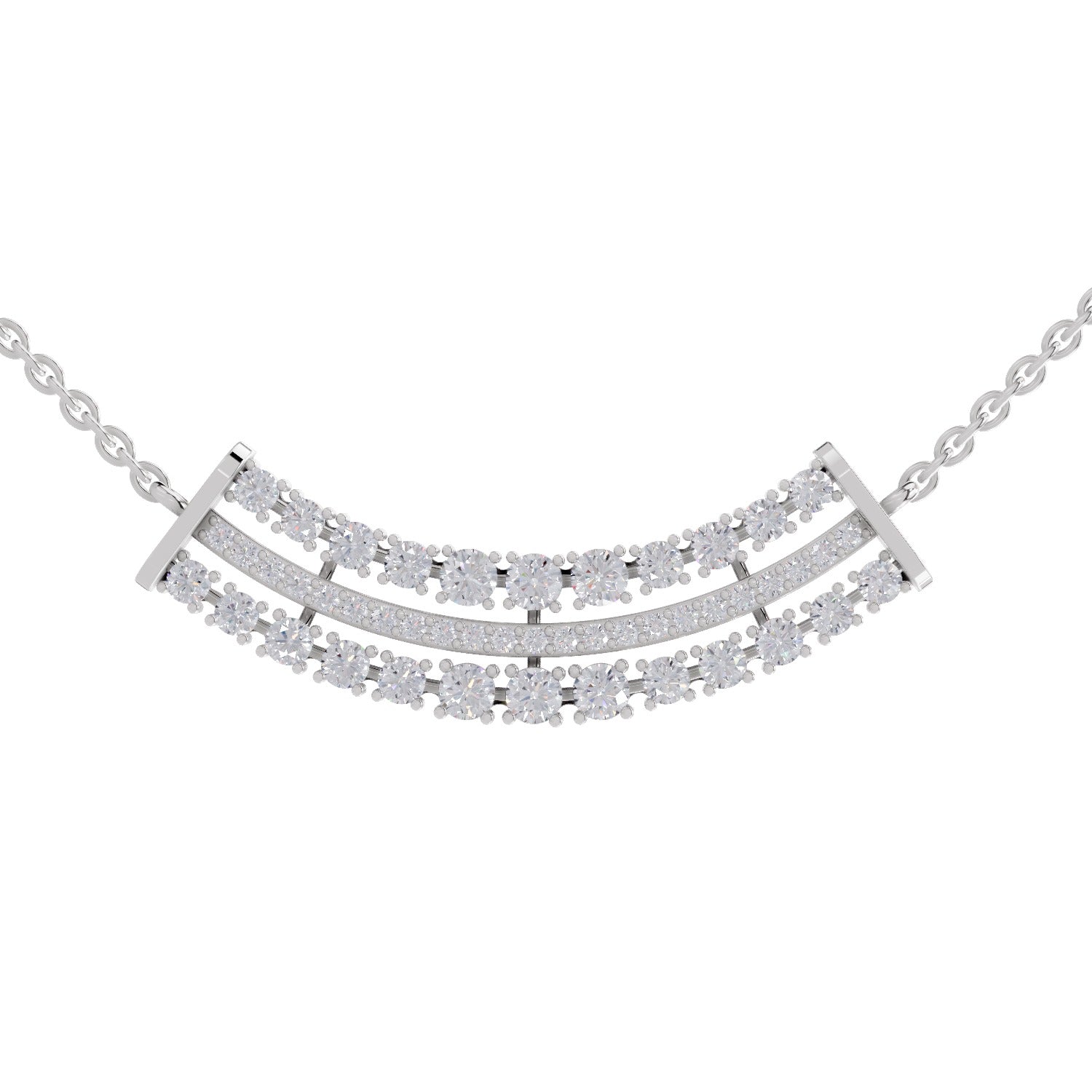 1.24 Carat Cluster Diamond Necklace 14K - White Gold