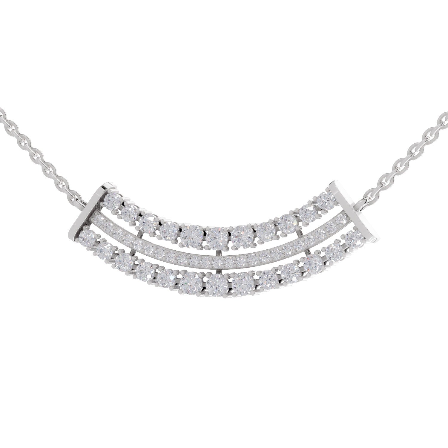 1.24 Carat Cluster Diamond Necklace 14K - White Gold