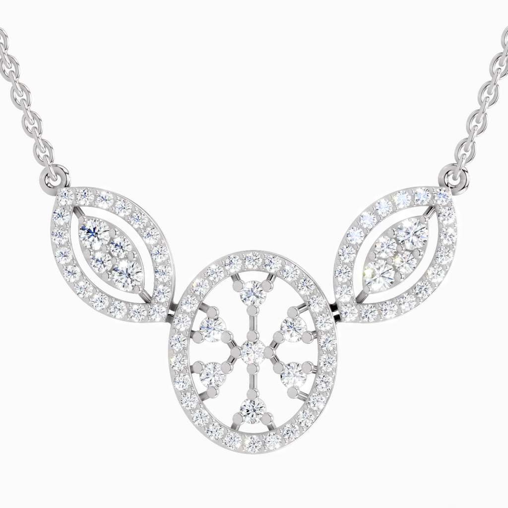 1.54 Carat Round Diamond Fashion Pendant Necklace 14K - White Gold