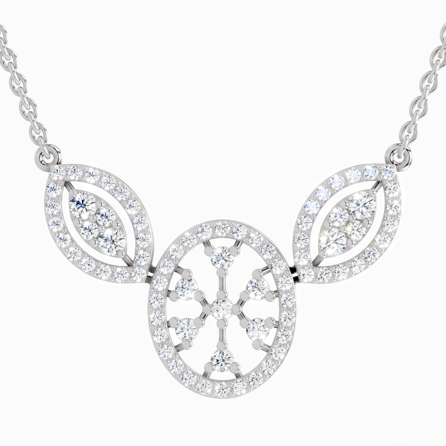 1.54 Carat Round Diamond Fashion Pendant Necklace 14K - White Gold
