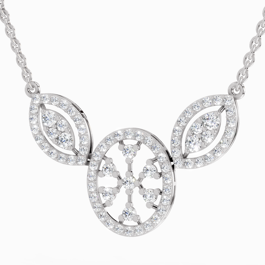 1.54 Carat Round Diamond Fashion Pendant Necklace 14K - White Gold