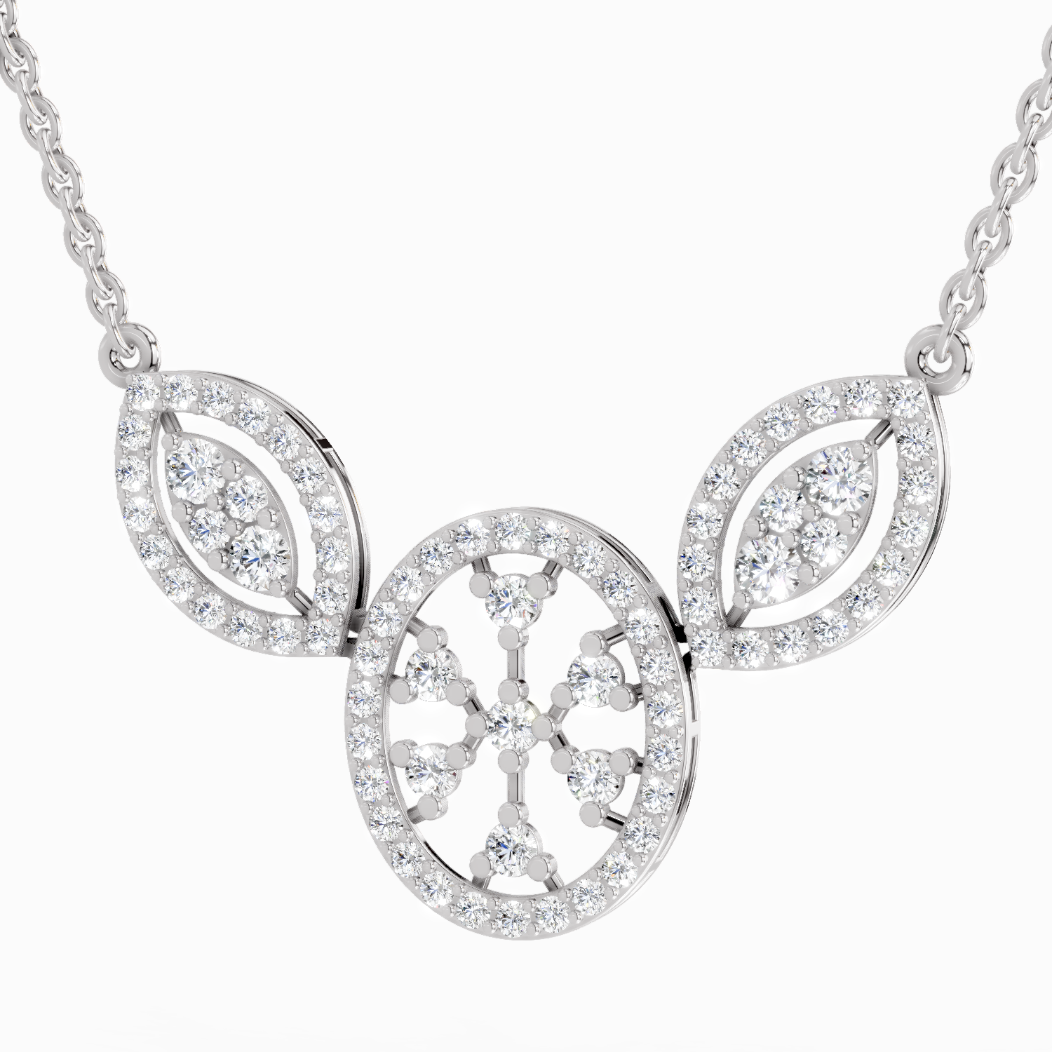 1.54 Carat Round Diamond Fashion Pendant Necklace 14K - White Gold