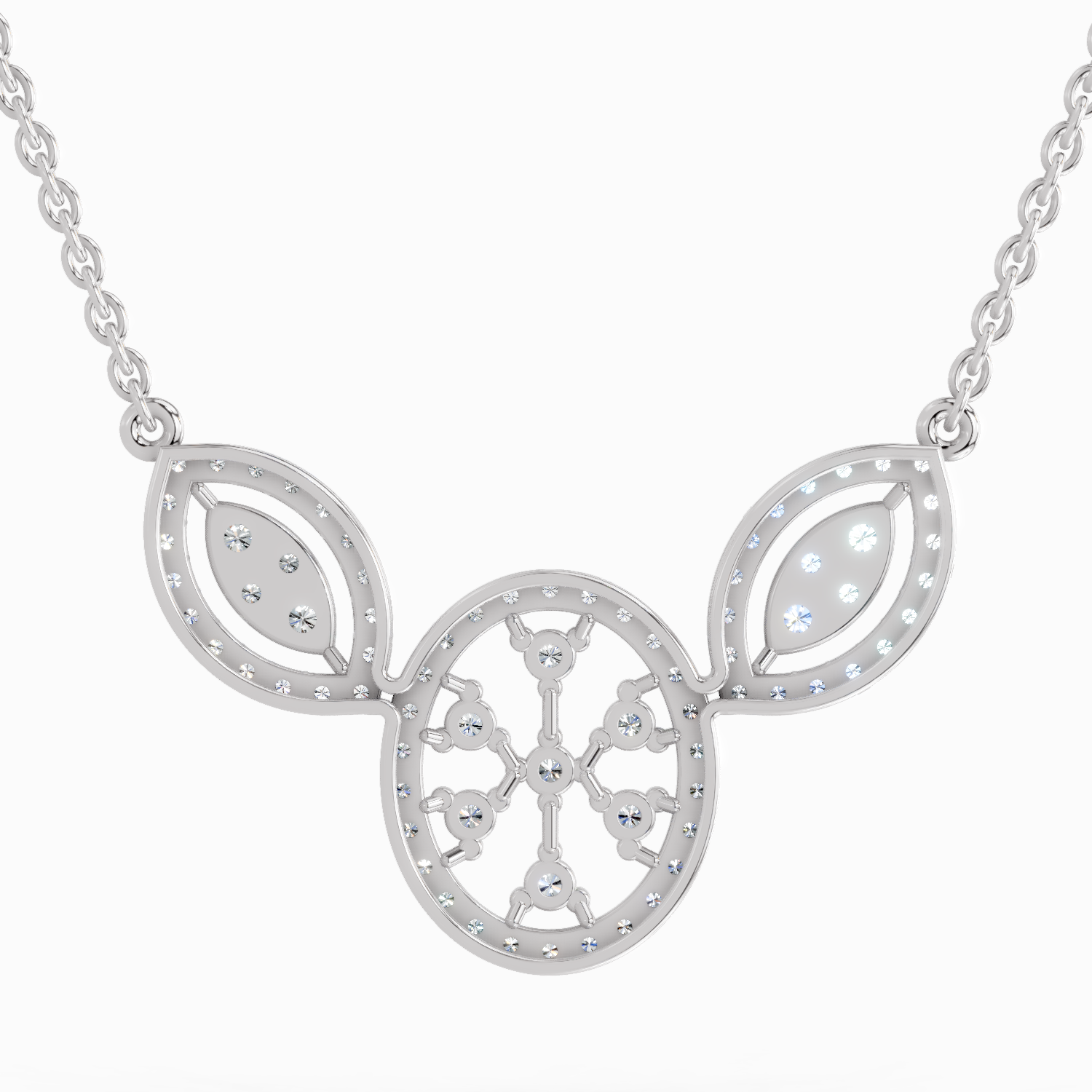 1.54 Carat Round Diamond Fashion Pendant Necklace 14K - White Gold