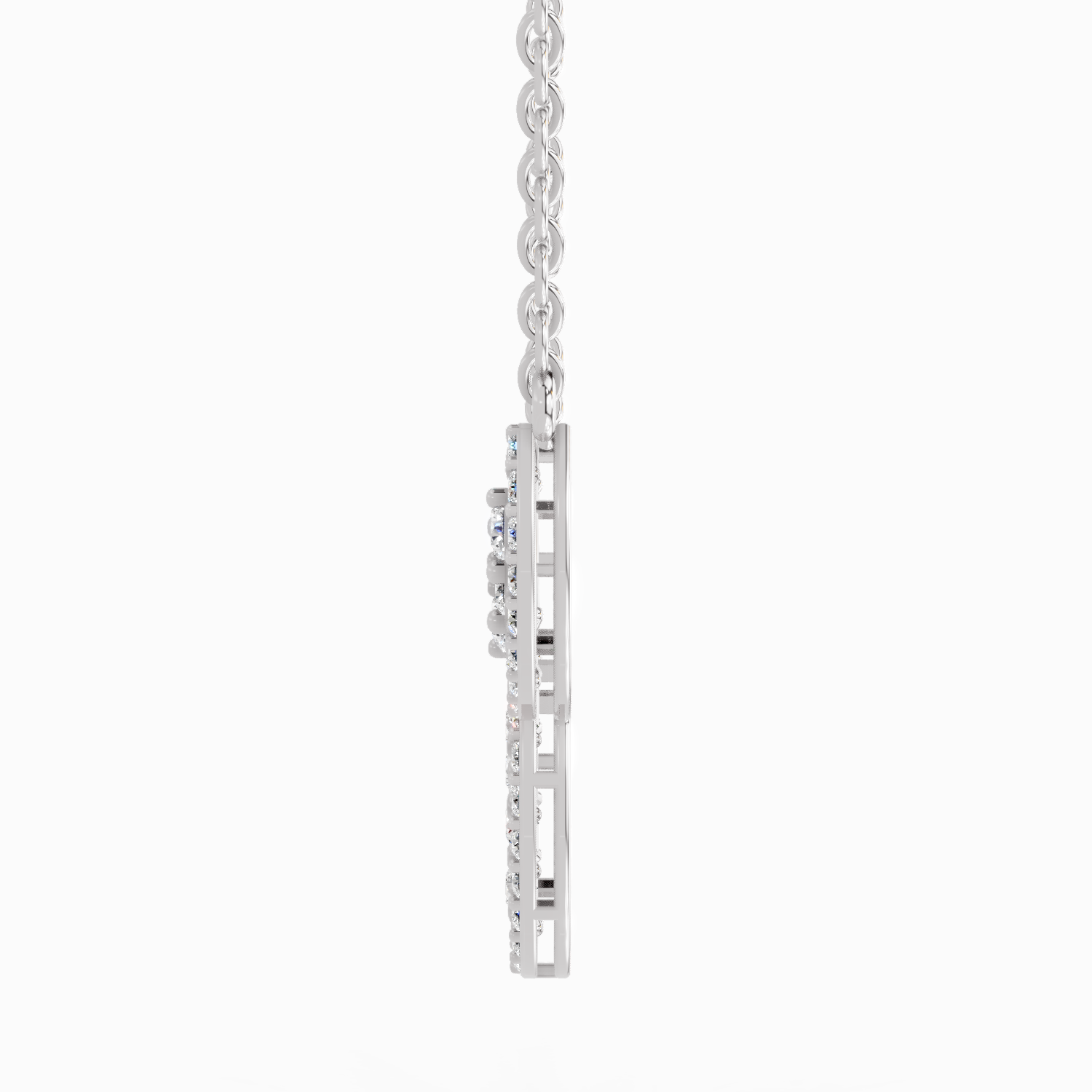 1.54 Carat Round Diamond Fashion Pendant Necklace 14K - White Gold