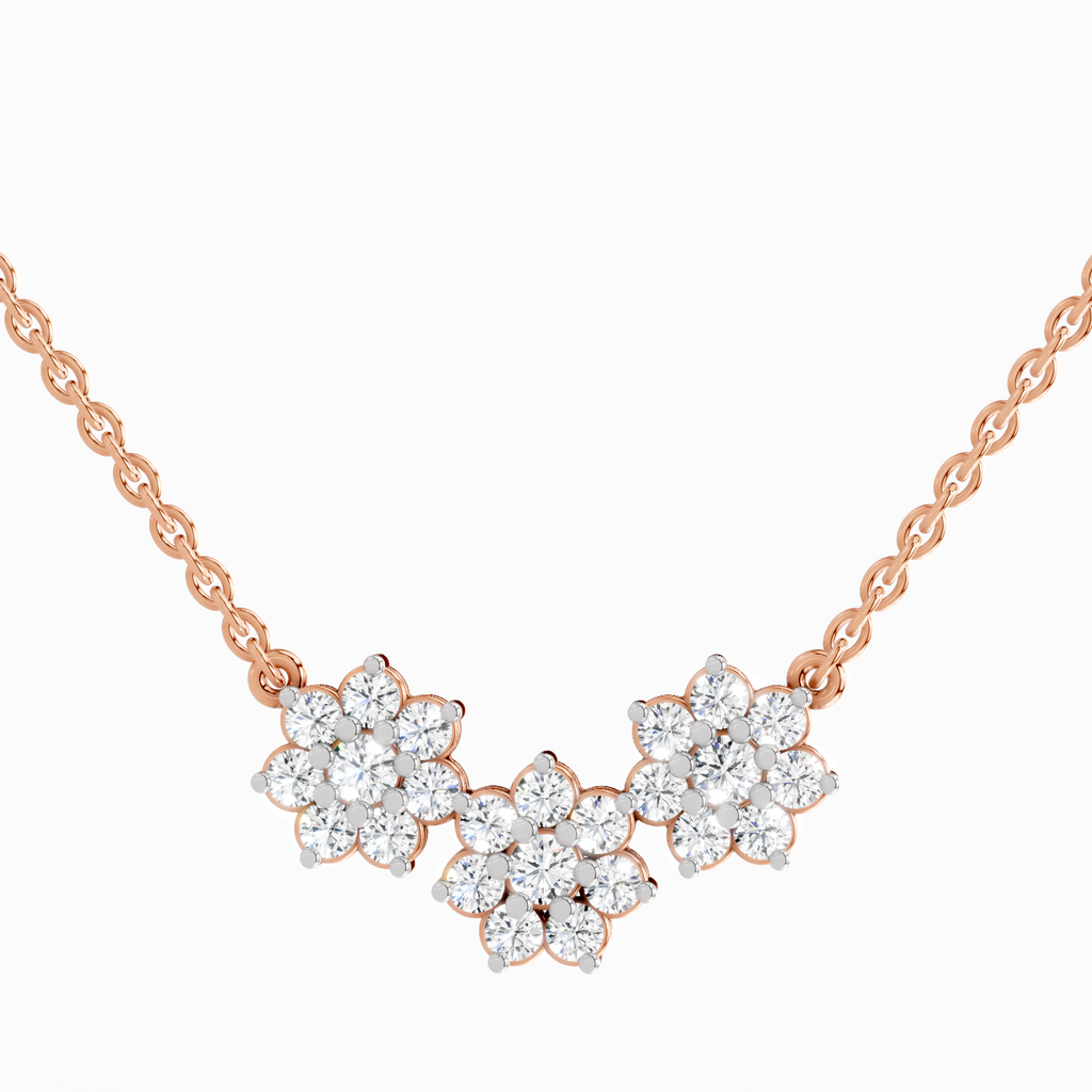 1.35 Carat Round Flower Pendant Necklace 14K - Rose Gold