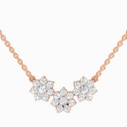 1.35 Carat Round Flower Pendant Necklace 14K - Rose Gold