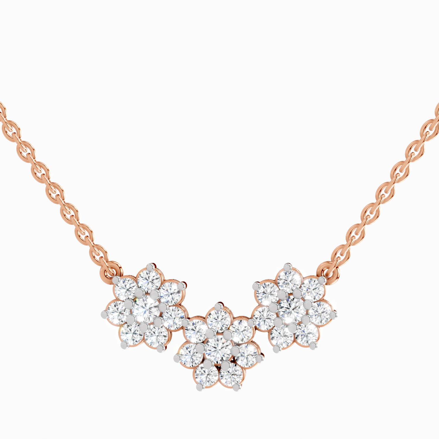 1.35 Carat Round Flower Pendant Necklace 14K - Rose Gold