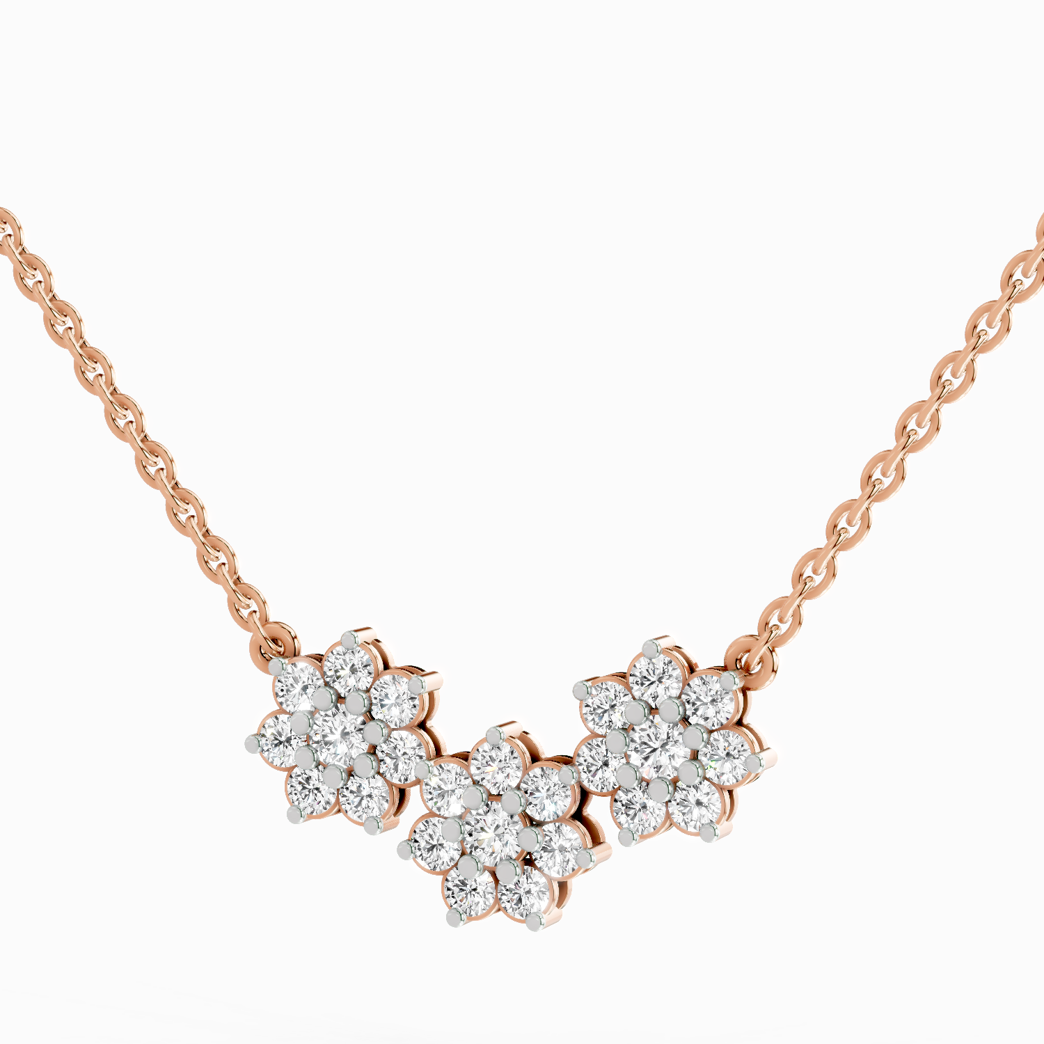 1.35 Carat Round Flower Pendant Necklace 14K - Rose Gold