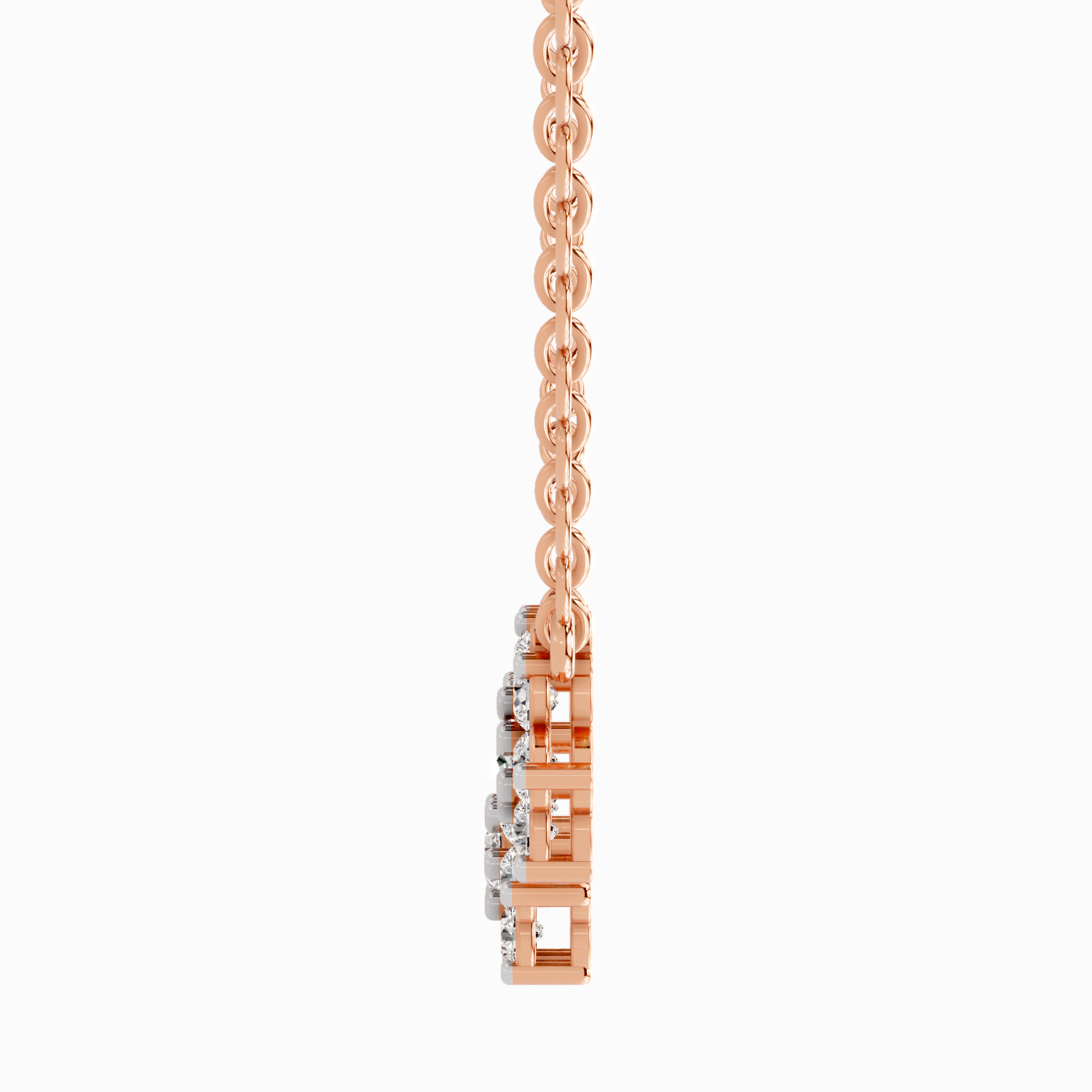 1.35 Carat Round Flower Pendant Necklace 14K - Rose Gold