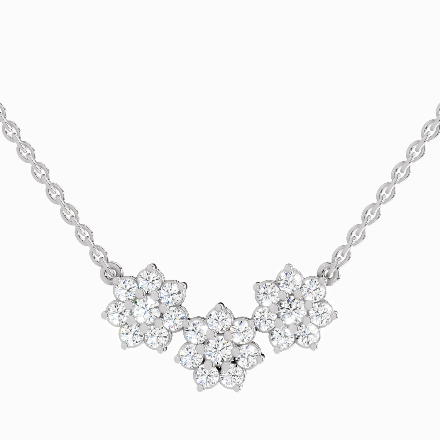 1.35 Carat Round Flower Pendant Necklace 14K - White Gold