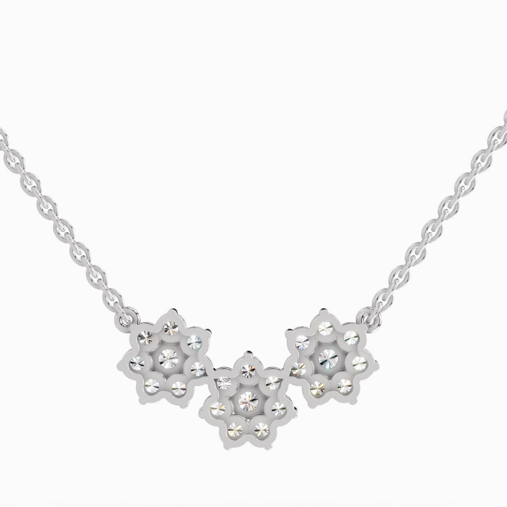 1.35 Carat Round Flower Pendant Necklace 14K - White Gold