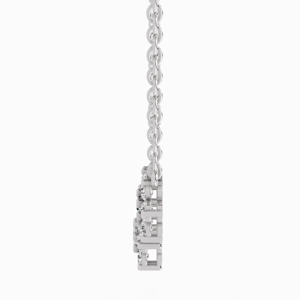 1.35 Carat Round Flower Pendant Necklace 14K - White Gold