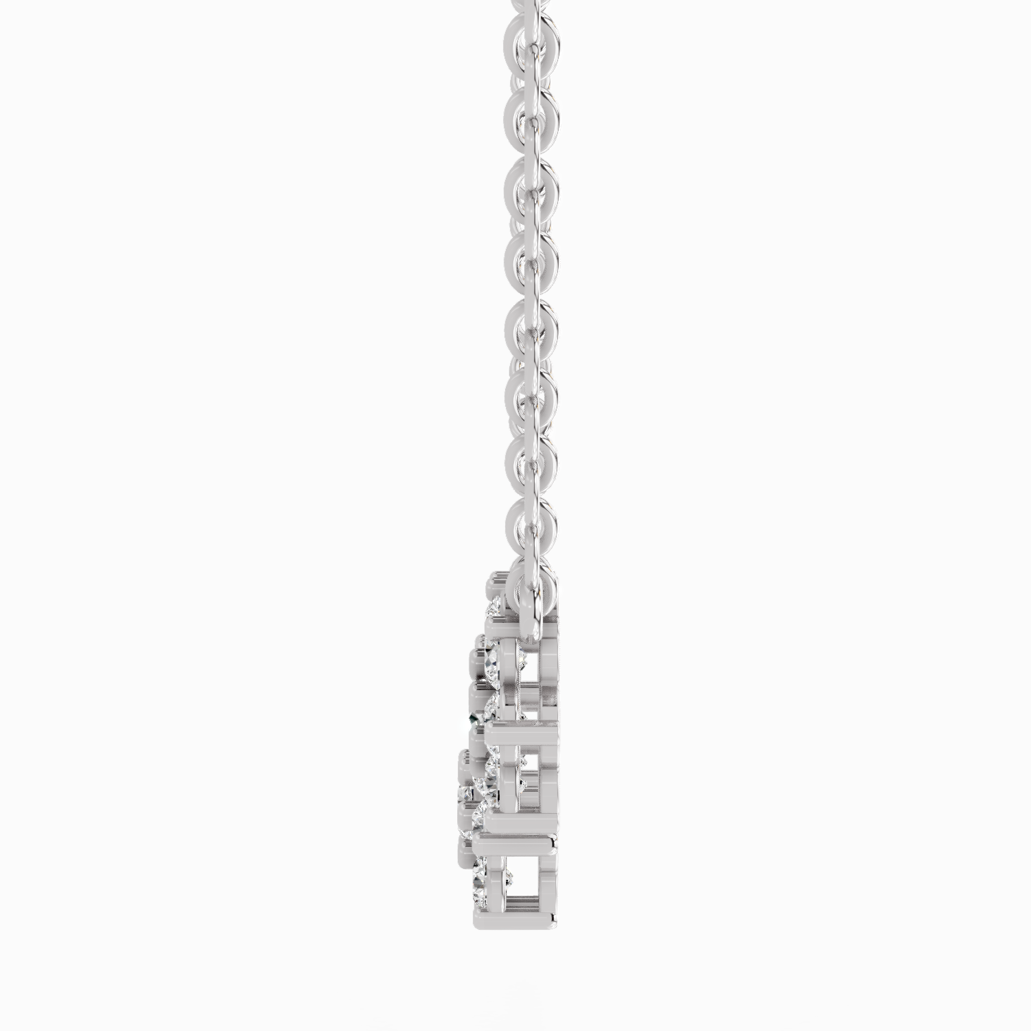 1.35 Carat Round Flower Pendant Necklace 14K - White Gold