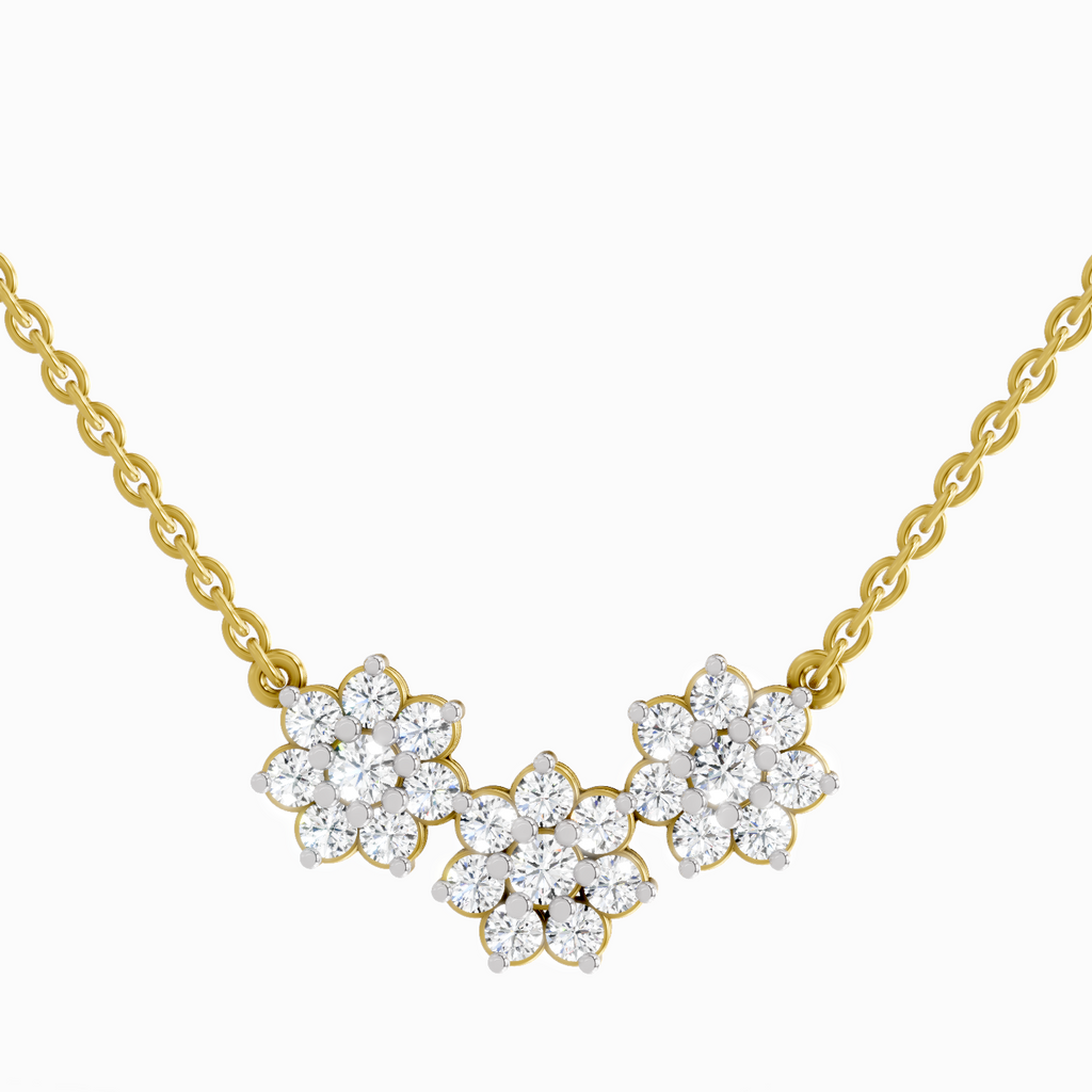 1.35 Carat Round Flower Pendant Necklace 14K