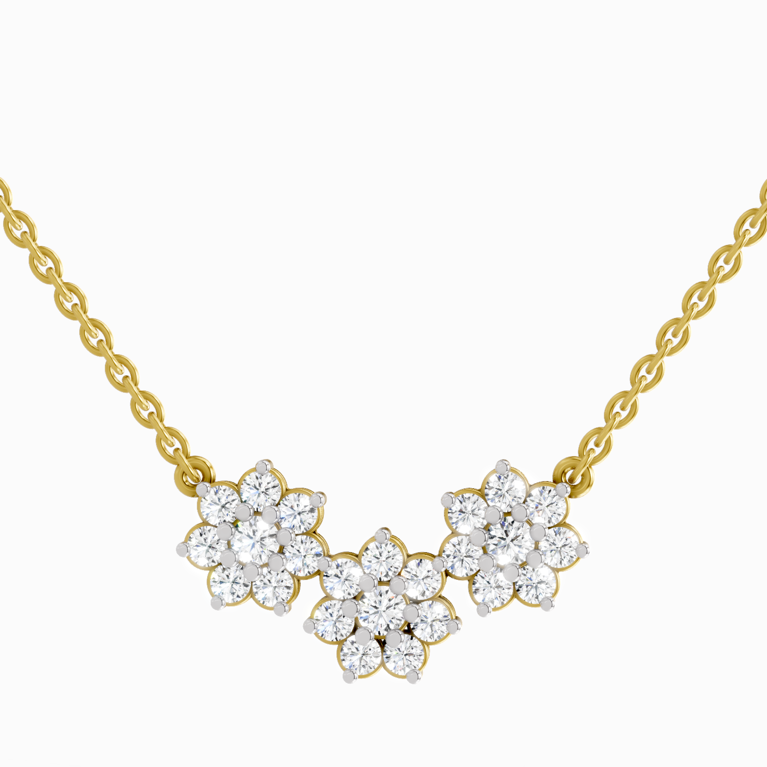 1.35 Carat Round Flower Pendant Necklace 14K