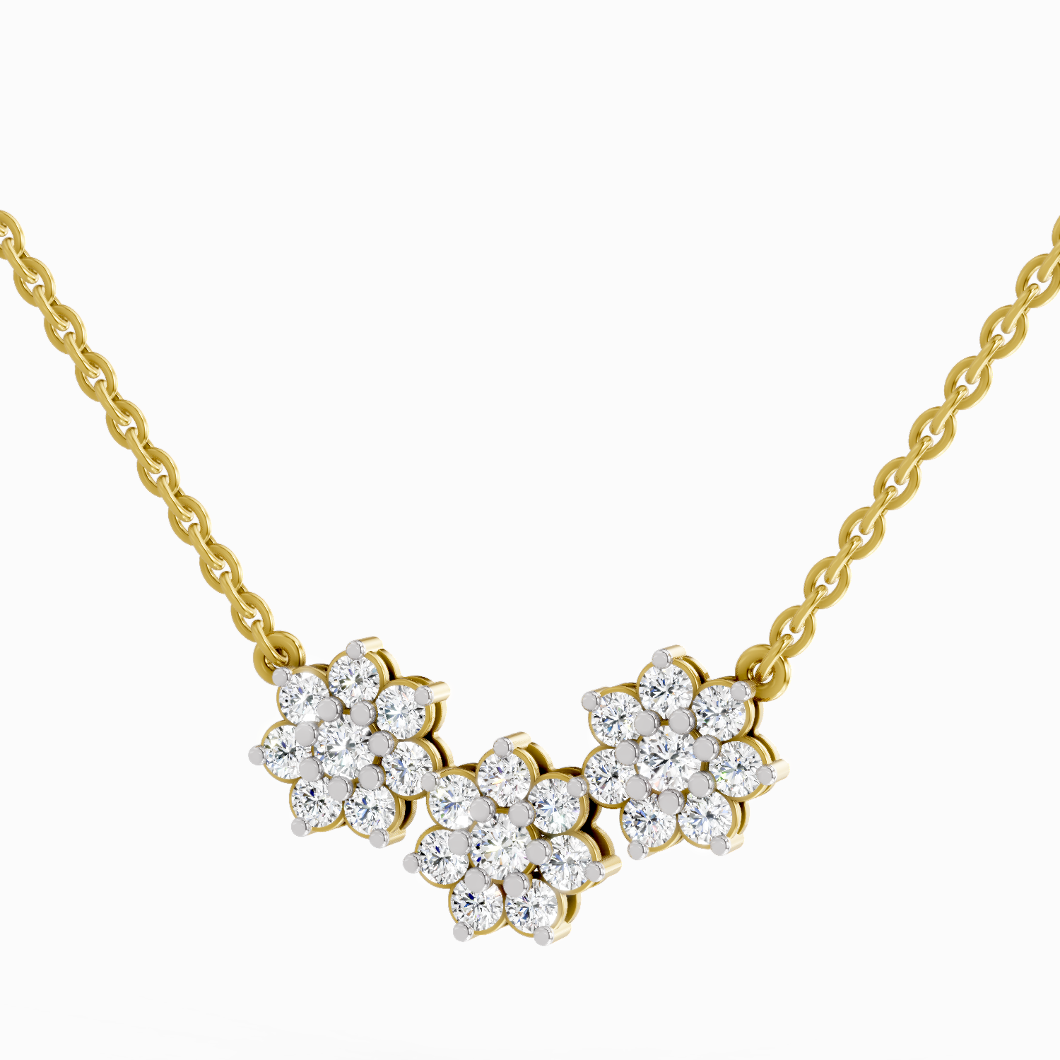 1.35 Carat Round Flower Pendant Necklace 14K