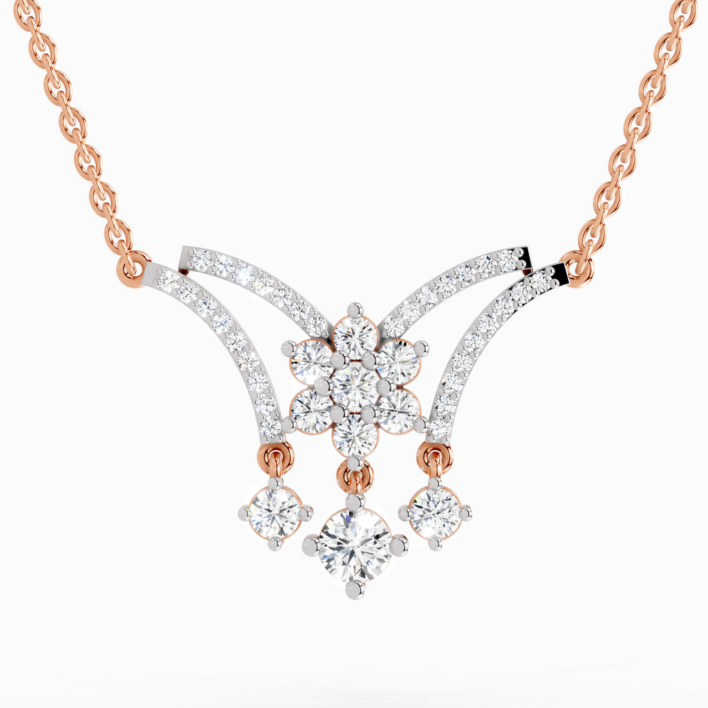 1.35 Carat Round Butterfly Pendant Necklace 14K - Rose Gold