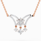 1.35 Carat Round Butterfly Pendant Necklace 14K - Rose Gold