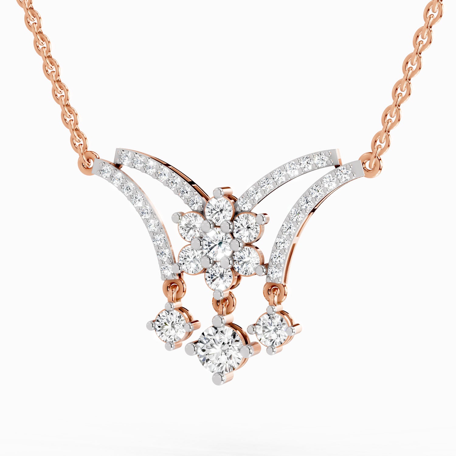 Glistening Round Butterfly Diamond Necklace