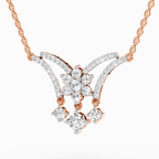 1.35 Carat Round Butterfly Pendant Necklace 14K - Rose Gold
