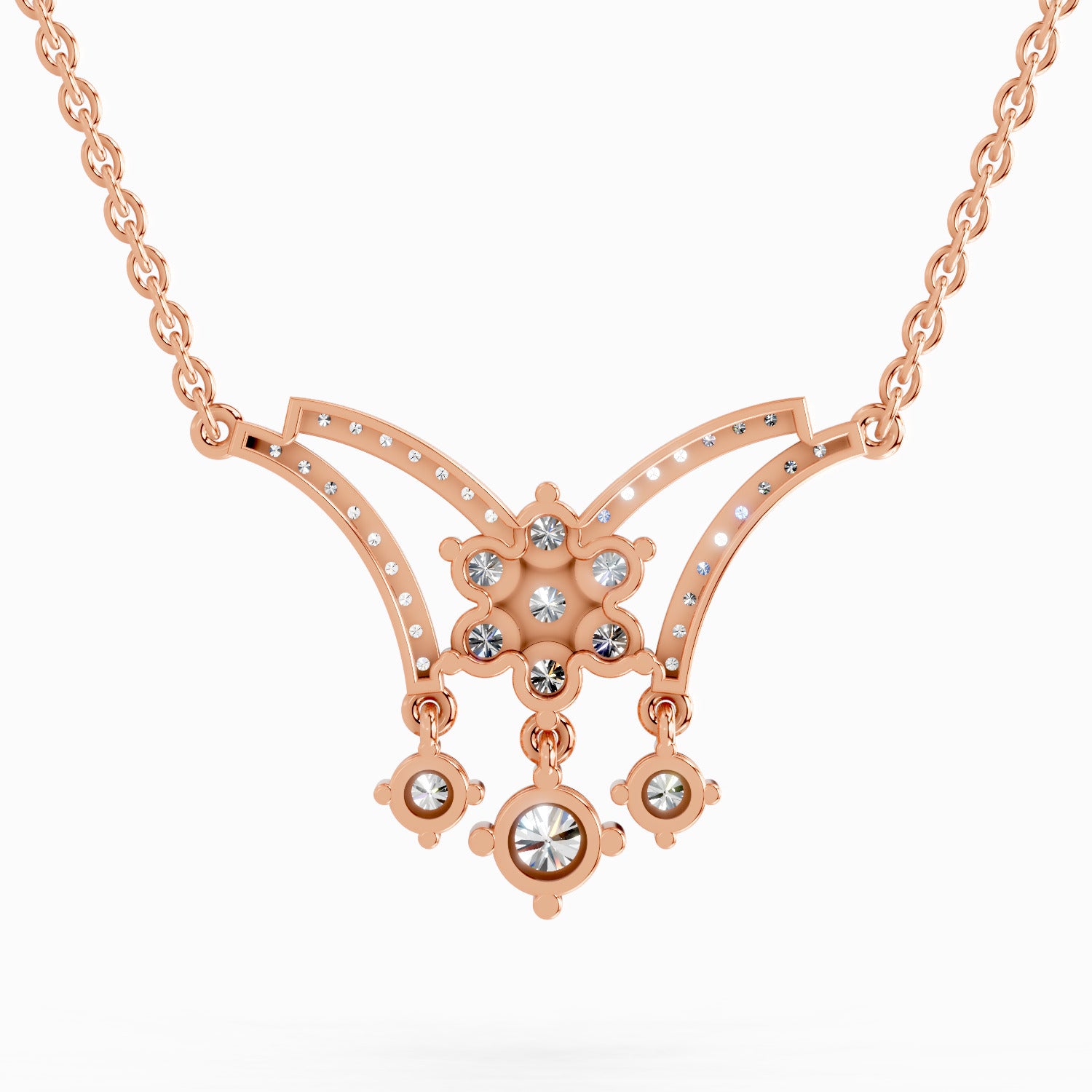 Glistening Round Butterfly Diamond Necklace