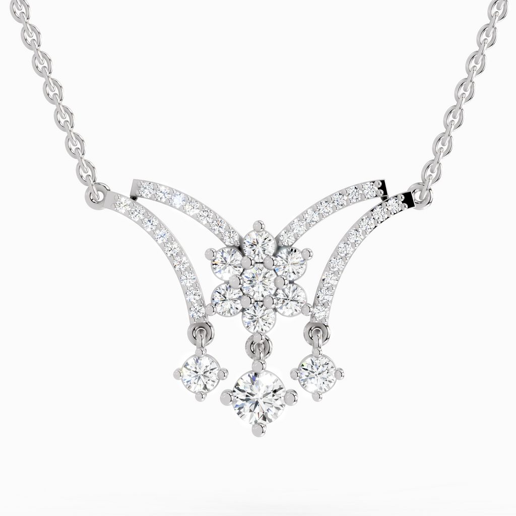 1.35 Carat Round Butterfly Pendant Necklace 14K - White Gold