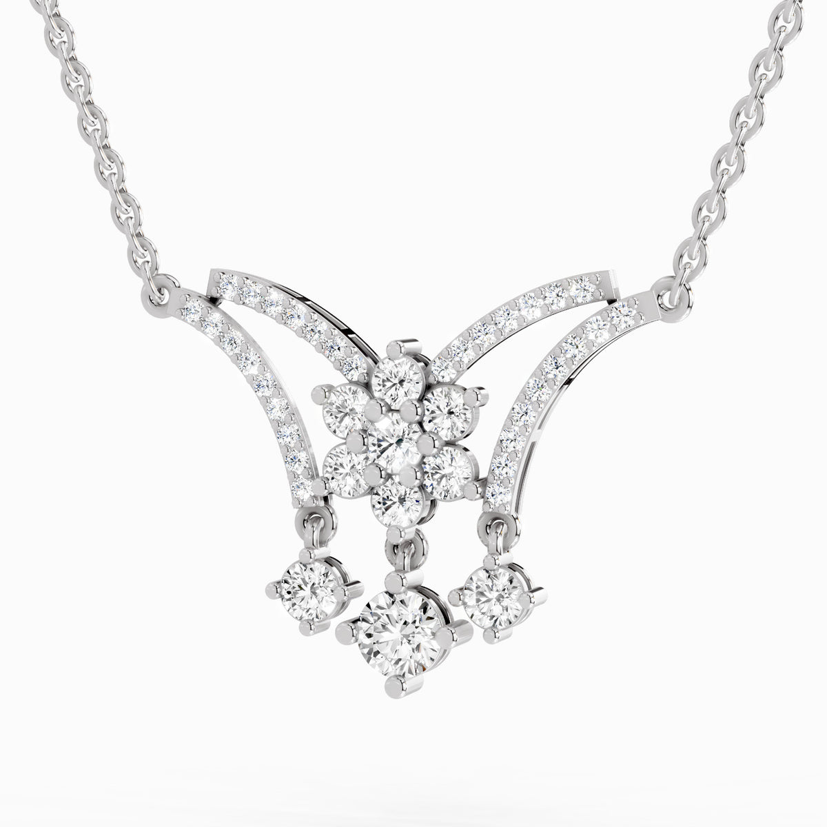 Glistening Round Butterfly Diamond Necklace