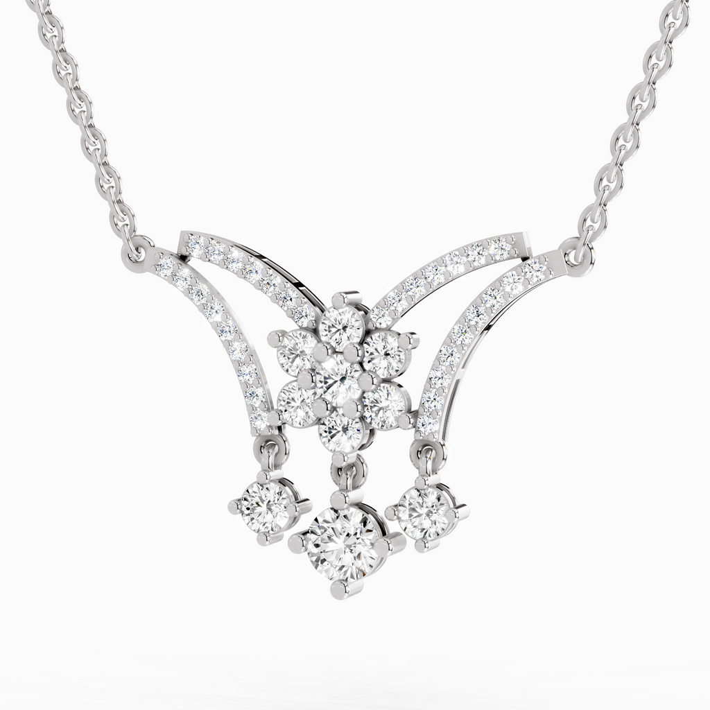 1.35 Carat Round Butterfly Pendant Necklace 14K - White Gold