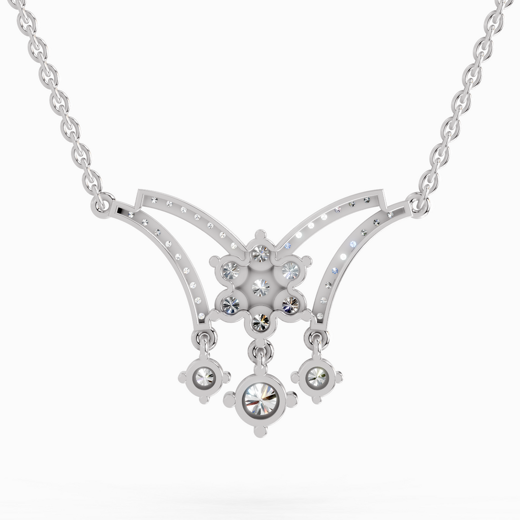 1.35 Carat Round Butterfly Pendant Necklace 14K - White Gold
