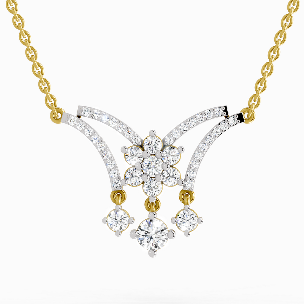1.35 Carat Round Butterfly Pendant Necklace 14K