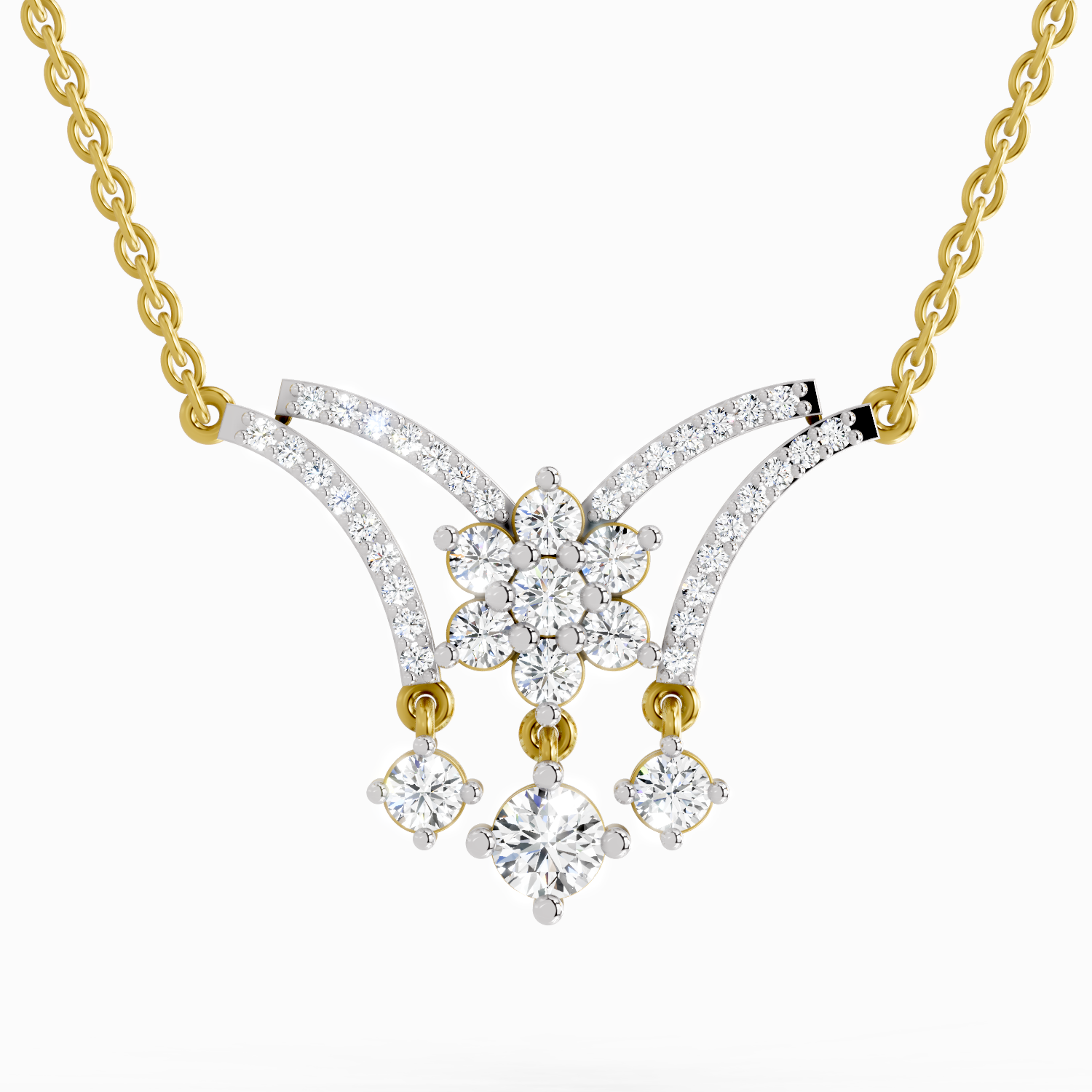 1.35 Carat Round Butterfly Pendant Necklace 14K