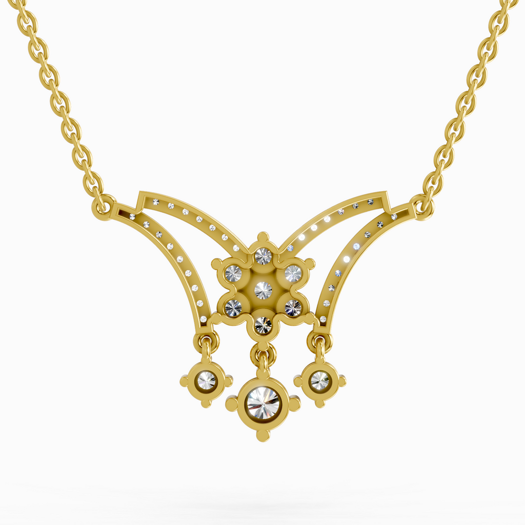 1.35 Carat Round Butterfly Pendant Necklace 14K