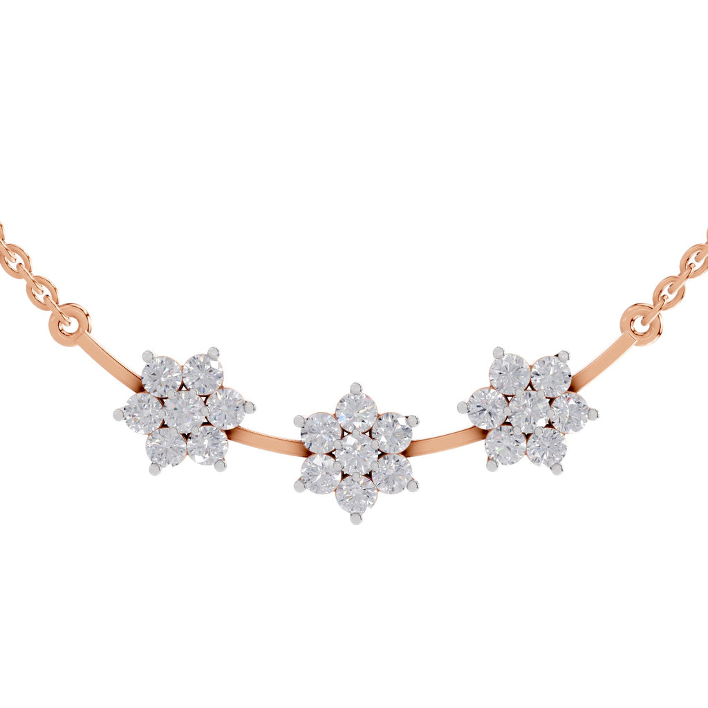 0.92 Carat Floral Diamond Necklace 14K - Rose Gold