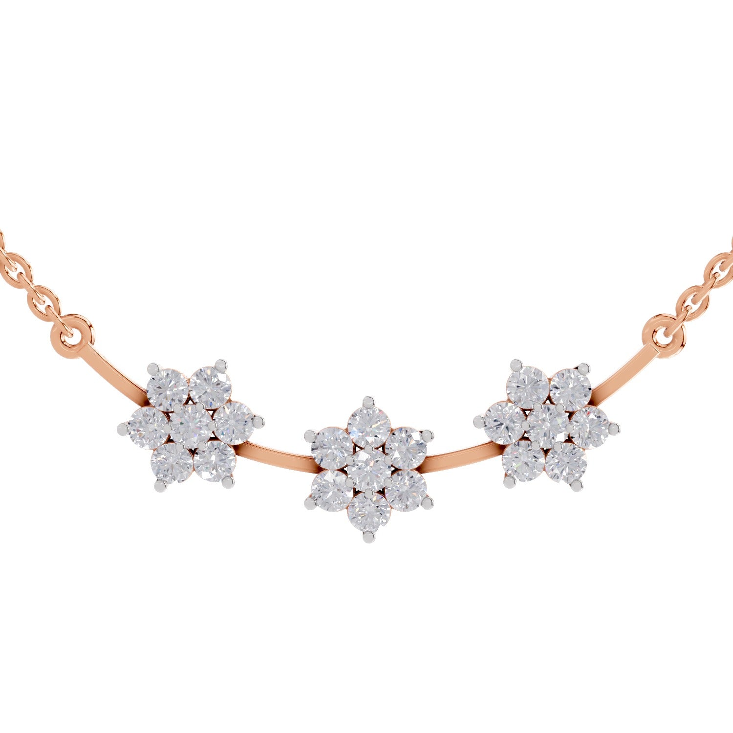 0.92 Carat Floral Diamond Necklace 14K - Rose Gold