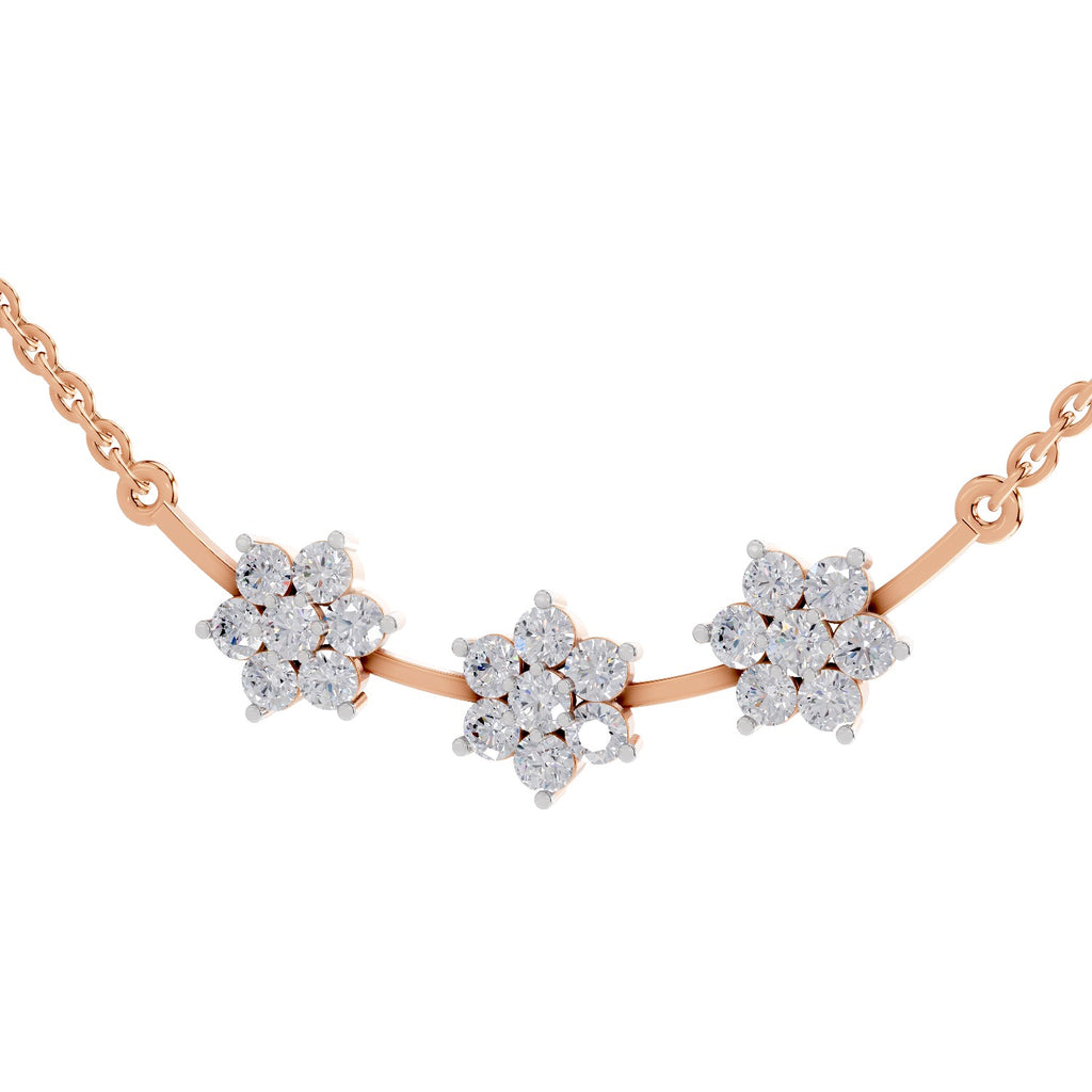 0.92 Carat Floral Diamond Necklace 14K - Rose Gold