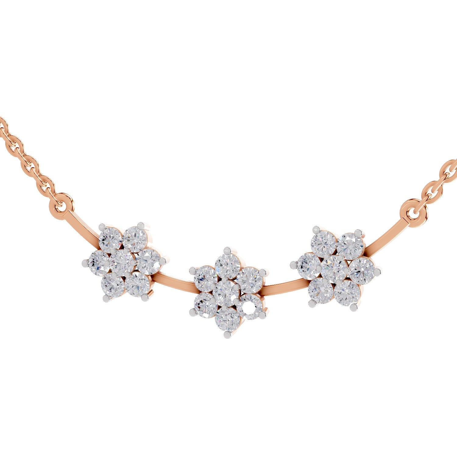 0.92 Carat Floral Diamond Necklace 14K - Rose Gold