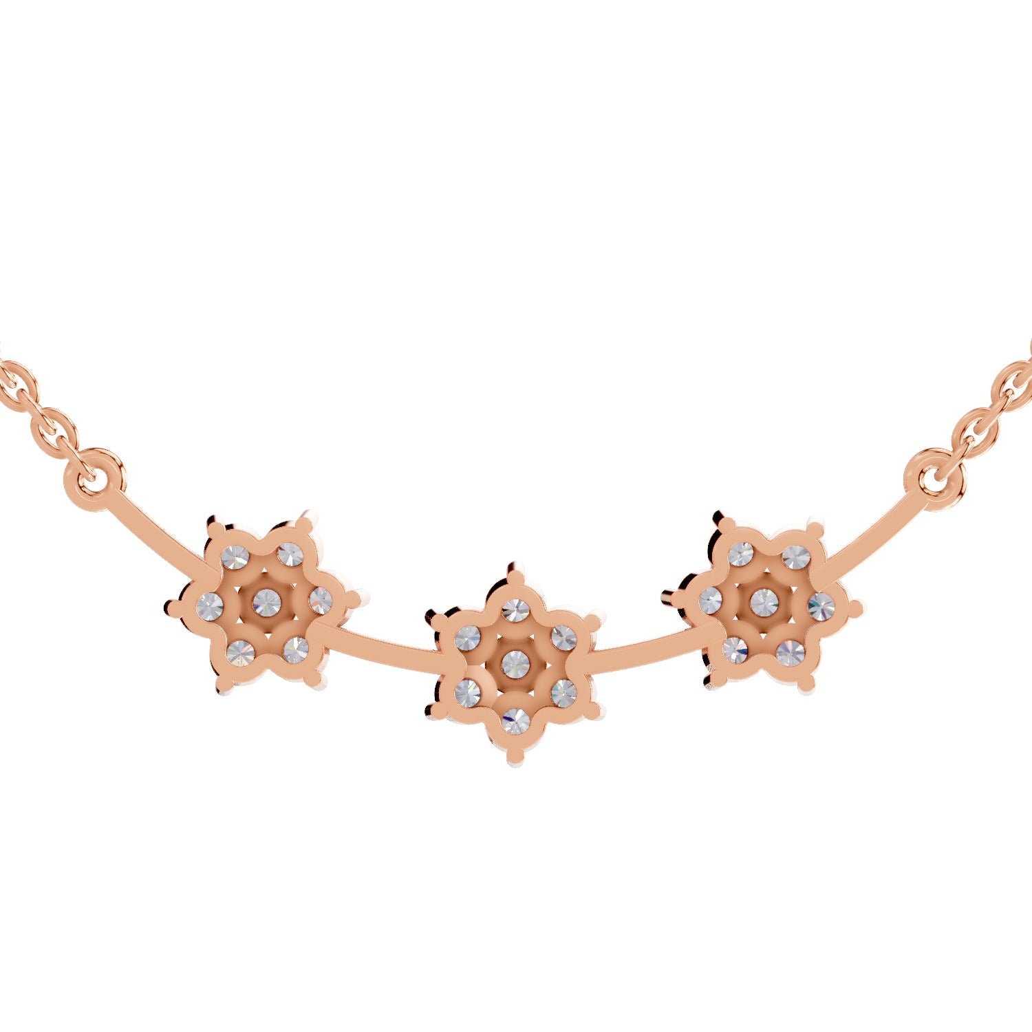0.92 Carat Floral Diamond Necklace 14K - Rose Gold